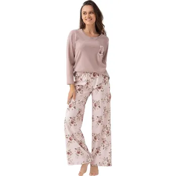 Dámské pyžamo Dámské pyžamo LUNA 348 béžová-květiny L 0