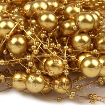 Perličky na silonu 12mm - zlatá - délka 130mm