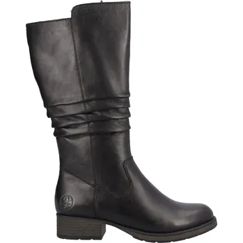 Dámské kozačky Dámské kožené kozačky na podpatku RIEKER Z9563-00 černé #Velikost: 41