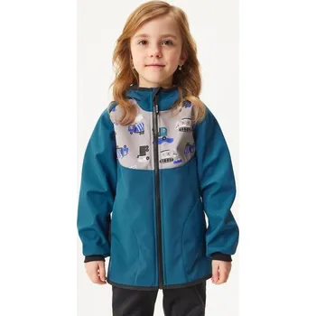 Chlapecká bunda Unuo Dětská softshellová bunda s fleecem Basic, Kobaltová, Bagr - 122/128