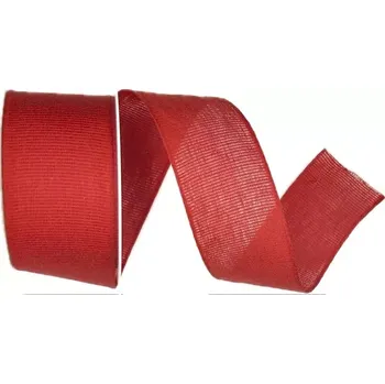 Stuha Stuha látková tkaná CHANCE RED červená 40mm x 2m (11,-Kč/m) (Červená tkaná stuha, bavlněná, s vetkaným vlascem v obou okrajích)