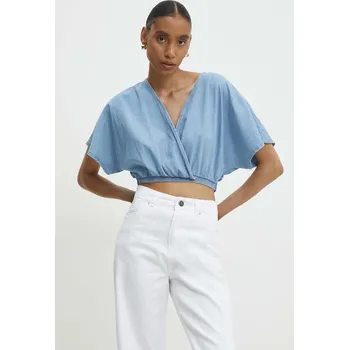 Dámská mikina Džínová blůza Answear.LAB dámská, hladká bg814.TWK modrá 55X, vel. M/L