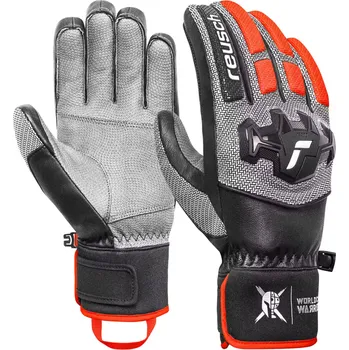 Lyžařské rukavice Reusch Worldcup Warrior Team - blck/silver/fluo red 9,5