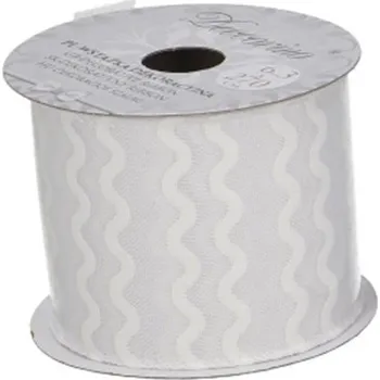 Sazenice Ozdobná stužka bílá s bílými vlnovkami 6x270cm