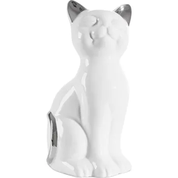 Váza DEKORAČNÍ FIGURKA CAT 11X9X20 CM BÍLÁ
