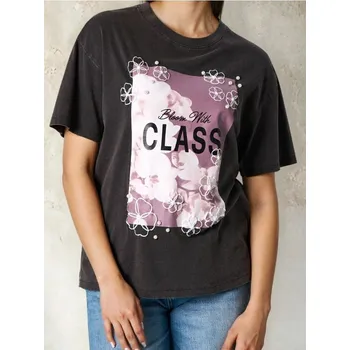 Sinsay - Tričko s ozdobným potiskem - fialová - 464FG-94X - 464FG-94X-XS