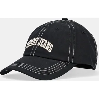Čepice Bavlněná baseballová čepice Tommy Jeans černá barva, s aplikací, AM0AM12956 99X, vel. ONE SIZE