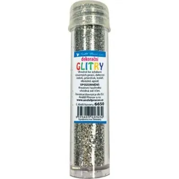 Vánoční dekorace Glitry práškové třpytivé stříbrné 6g