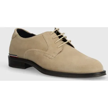 Dámské polobotky Semišové polobotky Tommy Hilfiger CORE RWB HILFIGER SUEDE SHOE FM0FM04868 béžová 80X, EUR 43