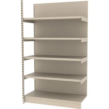 Dílenský regál Zesílený obchodní regál MAGO H-210 cm L-126,5 cm G-68 cm - přídavný modul, krémový