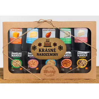 Dárková krabička Dárková sada 10 druhů Křupavý sýr a Španělské mandle