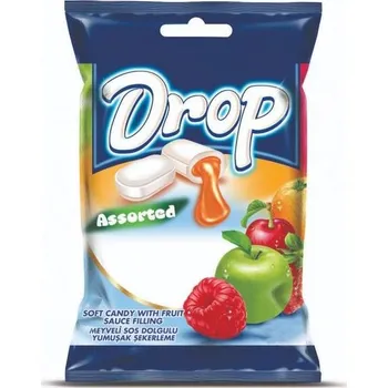 Bonbon DROP Assorted měkké žvýkací bonbony s ovocnou náplní MIX 1kg