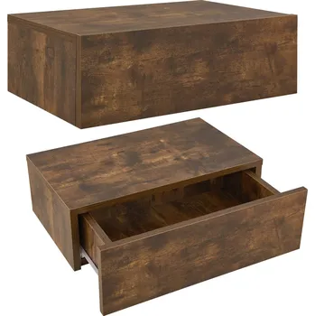 Noční stolek FurniGO Sada 2 závěsných nočních stolků v přírodním provedení