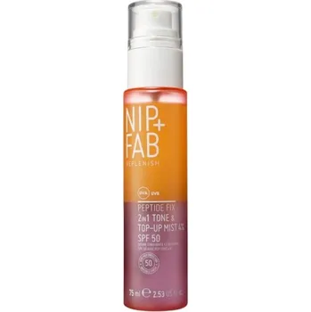 Přípravek na opalování Nip + Fab - PEPTIDE 2-IN-1 SPF50 TONE + TOP UP MIST 4% - PEPTIDE FIX 2V1 TONER&OSVĚŽUJÍCÍ MLHA SPF50 Spreje na obličej 75 ml unisex