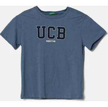 Chlapecké tričko Dětské bavlněné tričko United Colors of Benetton modrá barva, s potiskem, 3I1XG10HT 3I1XG10HT.P.Seasonal 95X, vel. 82