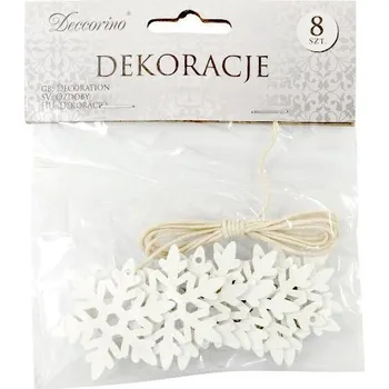 Vánoční dekorace Dřevěná závěsná dekorace sněhové vločky 8ks