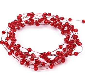 Perličky na silonu 3mm - červenohnědá - délka 130mm