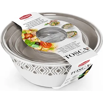 dětská miska STEFANPLAST Plastová miska Tosca, bílý/světle šedý set 3ks s víkem STEFANPLAST