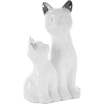 Váza DEKORAČNÍ FIGURKA CAT 15X11X22 CM BÍLÁ