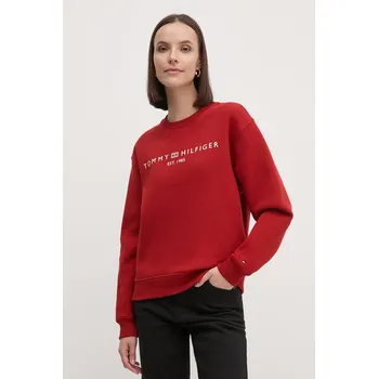 Dámská mikina Mikina Tommy Hilfiger dámská, červená barva, s potiskem, WW0WW39791 33C, vel. XL