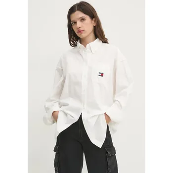 Pánské oblečení Bavlněná košile Tommy Jeans DW0DW19357 bílá 00X, vel. S