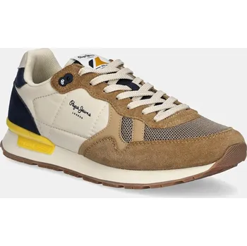 Pánské tenisky Sneakers boty Pepe Jeans BRIT CAMP M hnědá barva, PMS40030 82X, EUR 41
