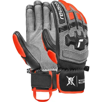 Lyžařské rukavice Reusch Worldcup Warrior DH - blck/silver/fluo red 8,5