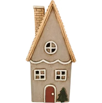 Keramický domeček LED, šedý, 39 cm