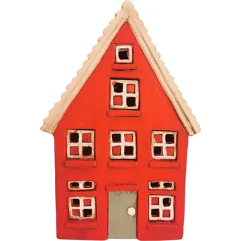 Keramický domeček LED, červený, 30 cm