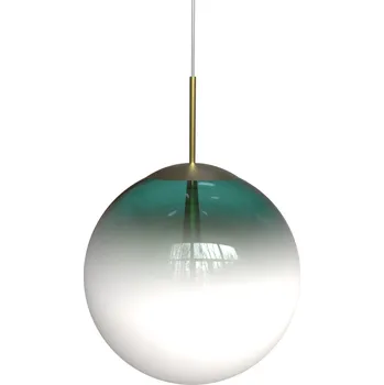 Sikrea Eva, moderní závěsné svítidlo z ručně foukaného petrolejového/bílého skla, 1xE27, Ø45cm