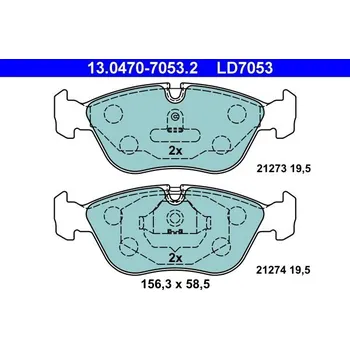 Brzdová destička Sada brzdových destiček, kotoučová brzda ATE 13.0470-7053.2