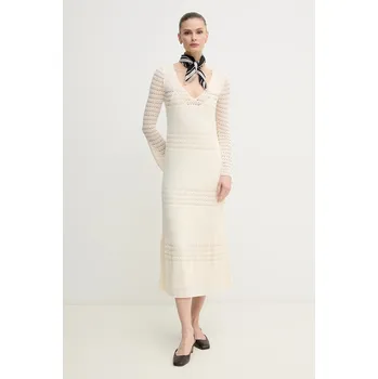 Dámské šaty Šaty Pepe Jeans PAULINA béžová barva, midi, PL953712 01X, vel. L