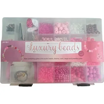 kreativní sada Sada korálků v růžových odstínech AVEC – Luxury Beads Box s nářadím a doplňky