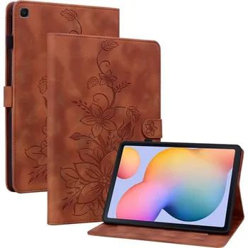 Pouzdro na tablet VSECHNONAMOBIL 123399 ART LILY Zaklápěcí pouzdro pro Samsung Galaxy Tab S6 Lite 2024 / S6 Lite 2022 / S6 Lite hnědé