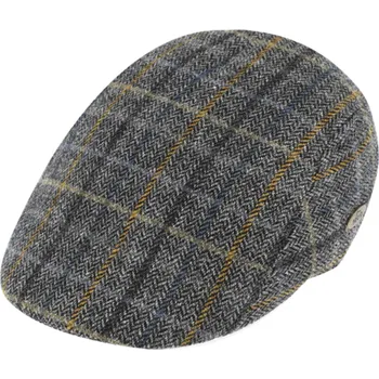 Čepice Fiebig - Headwear since 1903 Pánská kostkovaná šedá vlněná bekovka - Fiebig - Vlna Merino Velikost: 60 cm