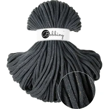 Příze Bobbiny bavlněná šňůra JUMBO 9mm SHINY charcoal