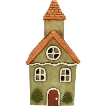 Keramický domeček LED, zelený, 38 cm