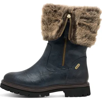 Dámské sandále Dámské modré zimní kotníkové boty s ohrnovacím kožešinovým lemem Marco Tozzi Velikost: 41