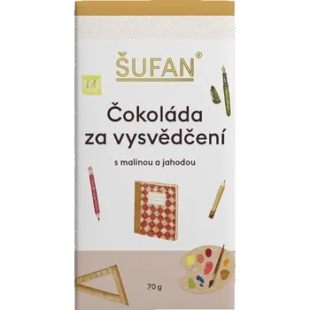 Čokoláda Čokoláda za vysvědčení s malinou a jahodou Šufan 70 g