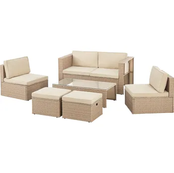 Zahradní sestava FurniGO Ratanová sestava Salou - krémová