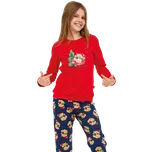 Dívčí dlouhé pyžamo Cornette 594/186 Teddy 122/128 Červená