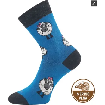 Dámské ponožky Ponožky dámské slabé z merino VLNĚNKA s ionty stříbra Tyrkys modrá