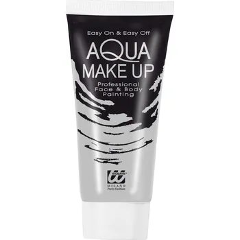 Karnevalový doplněk Barva Aqua Make Up na obličej a tělo šedá v tubě
