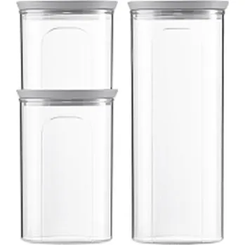 dětská miska STEFANPLAST Sada 3 kulatých dóz Tosca, transparetní/šedé STEFANPLAST