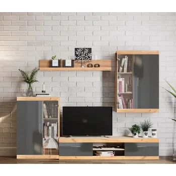 Obývací stěna VerDesign KLEOPATRA 2 obývací sestava, antracit lesk