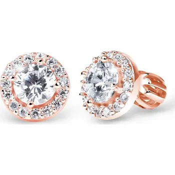 Náušnice Cutie Jewellery Náušnice z růžového zlata se zirkony Z60168R Barva: Bílá