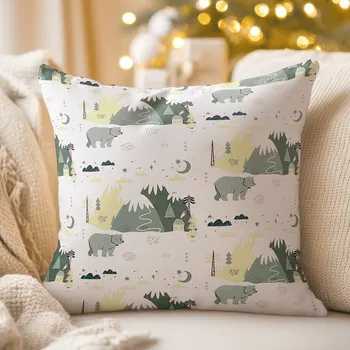 Povlak na polštářek Sametový povlak na polštář Tamara TMR-031 Medvědi v horách 50 x 50 cm