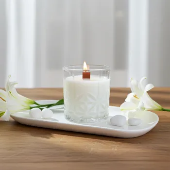 vonný vosk SCHMINKA Luxusní sójová svíčka ČISTOTA s dřevěným knotem a esenciálními oleji