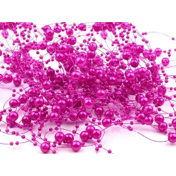 Perličky na silonu 7mm - tmavě růžová - délka 130mm