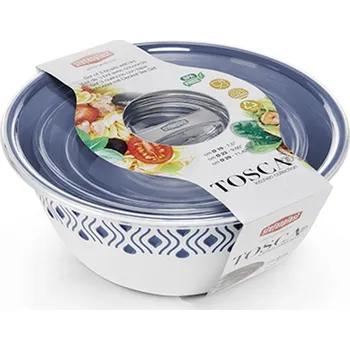dětská miska STEFANPLAST Plastová miska Tosca, bílý/modrý set 3ks s víkem STEFANPLAST